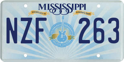 MS license plate NZF263