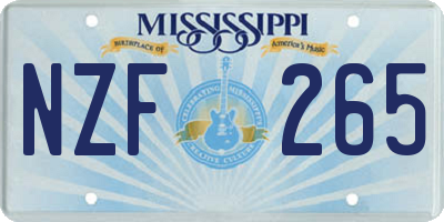 MS license plate NZF265