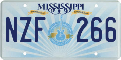 MS license plate NZF266
