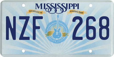 MS license plate NZF268
