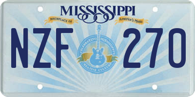 MS license plate NZF270