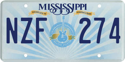 MS license plate NZF274