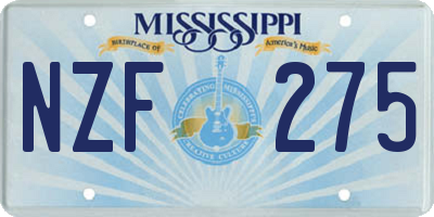 MS license plate NZF275