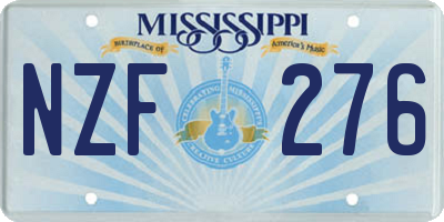 MS license plate NZF276