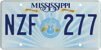 MS license plate NZF277