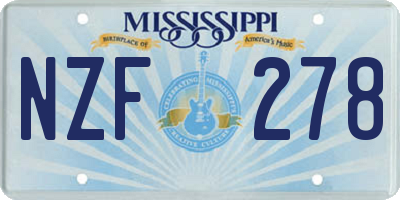 MS license plate NZF278