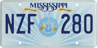 MS license plate NZF280