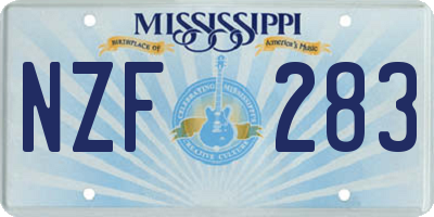 MS license plate NZF283