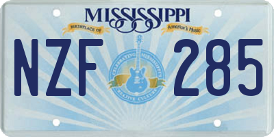 MS license plate NZF285