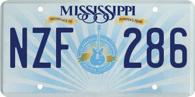 MS license plate NZF286