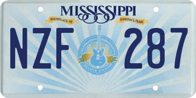 MS license plate NZF287