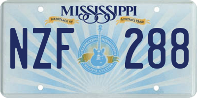 MS license plate NZF288