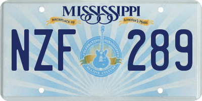 MS license plate NZF289