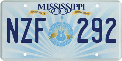 MS license plate NZF292