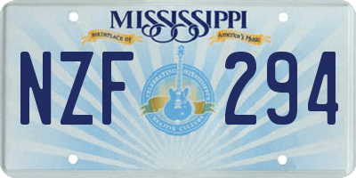 MS license plate NZF294