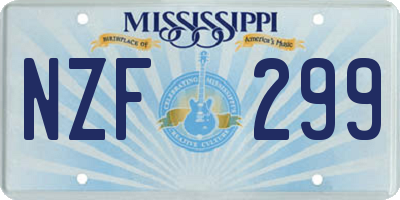 MS license plate NZF299