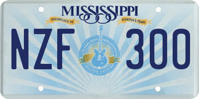 MS license plate NZF300