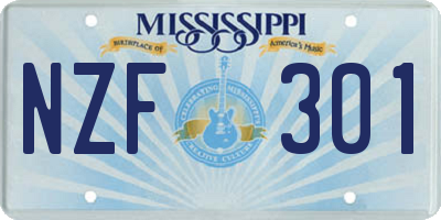 MS license plate NZF301