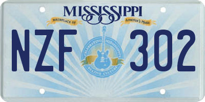 MS license plate NZF302