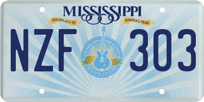 MS license plate NZF303