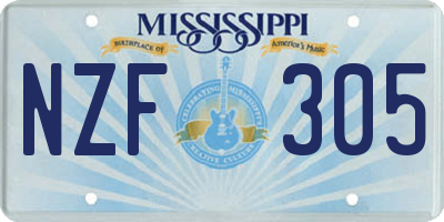 MS license plate NZF305