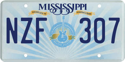 MS license plate NZF307