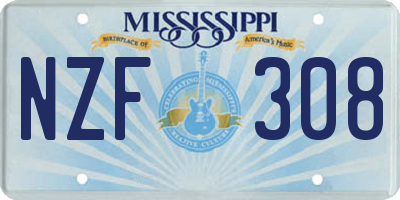 MS license plate NZF308