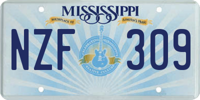 MS license plate NZF309