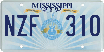 MS license plate NZF310