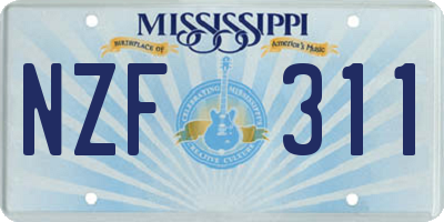 MS license plate NZF311