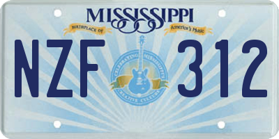 MS license plate NZF312