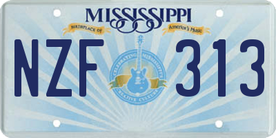MS license plate NZF313