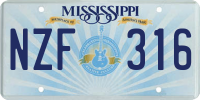 MS license plate NZF316