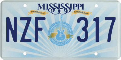 MS license plate NZF317