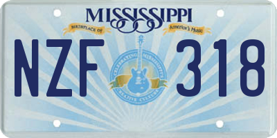 MS license plate NZF318