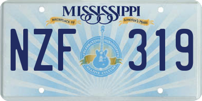 MS license plate NZF319