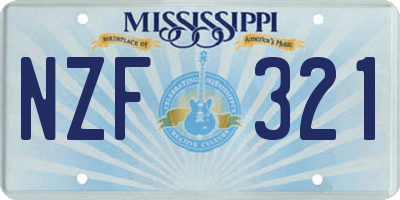 MS license plate NZF321