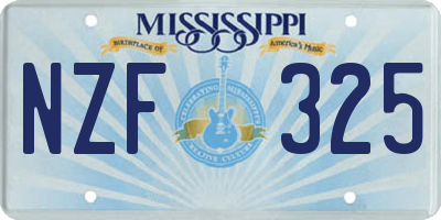 MS license plate NZF325