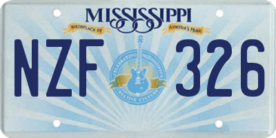 MS license plate NZF326