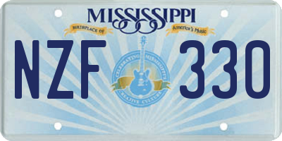 MS license plate NZF330