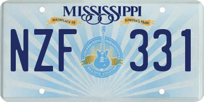 MS license plate NZF331