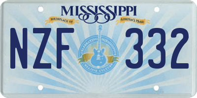 MS license plate NZF332