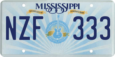 MS license plate NZF333