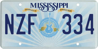 MS license plate NZF334