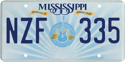 MS license plate NZF335