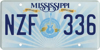 MS license plate NZF336