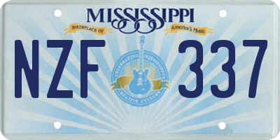 MS license plate NZF337