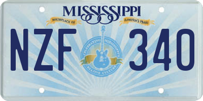 MS license plate NZF340