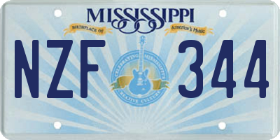 MS license plate NZF344