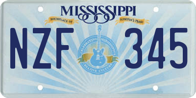 MS license plate NZF345